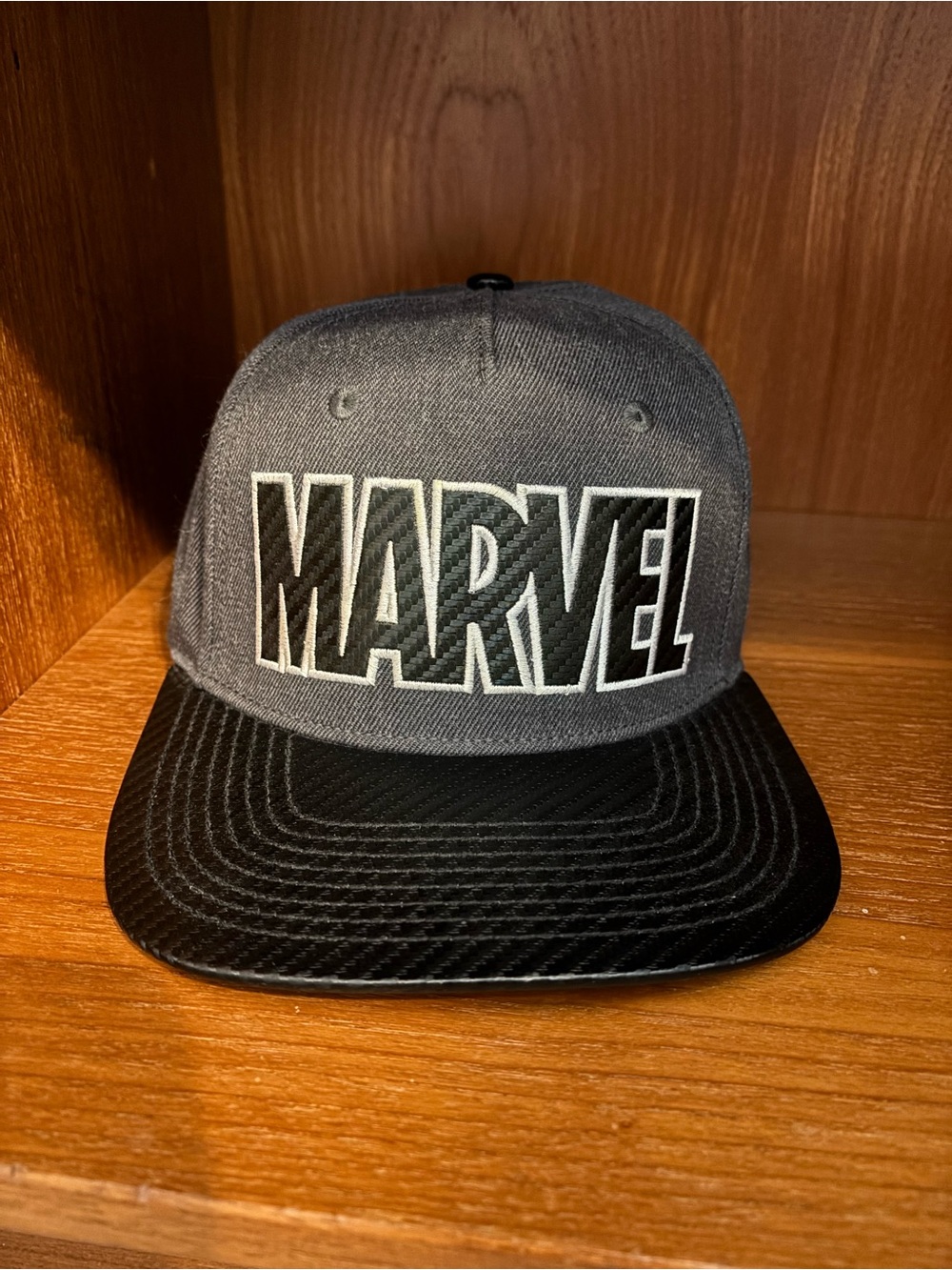 Marvel Men’s Flat Brim Snapback Hat with under bill characters